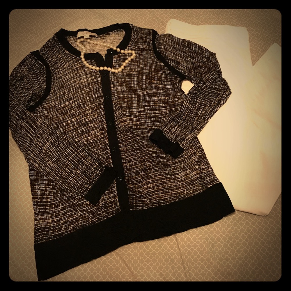 Loft Black & White Lightweight Cardigan